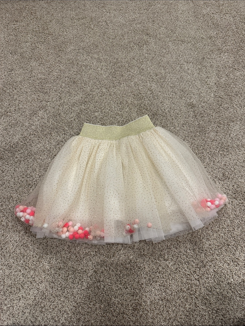 Doe a Deer Girls Pom Pom Glitter Mesh Tutu 2T
